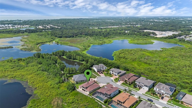 15344 Johns Lake Pointe Blvd, Winter Garden, FL 34787 - aerial perspective of suburban area with a heavily wooded area and a nearby body of water