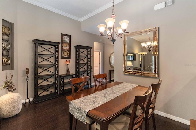 3637 Foxchase Dr, Clermont, FL 34711 - dining space featuring a chandelier, wood finished floors, and crown molding