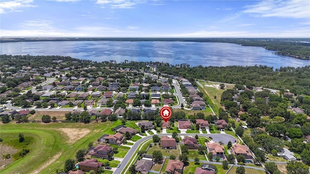 3637 Foxchase Dr, Clermont, FL 34711 - aerial overview of property's location with a nearby body of water and nearby suburban area