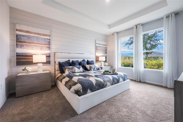 3224 Arch Ave, Ormond Beach, FL 32174 - bedroom featuring carpet floors, wooden walls, a raised ceiling, and baseboards