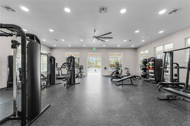 3224 Arch Ave, Ormond Beach, FL 32174 - workout area featuring recessed lighting and ceiling fan