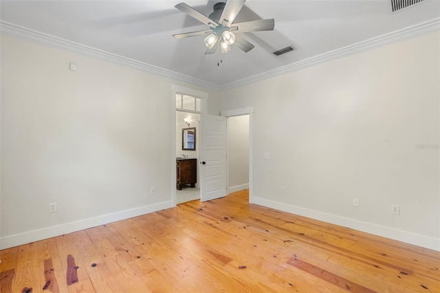 408 W Pearl St, Minneola, FL 34715 - empty room featuring ceiling fan, crown molding, and light wood-style flooring