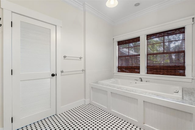 408 W Pearl St, Minneola, FL 34715 - full bathroom featuring ornamental molding, a bath, and tile patterned floors