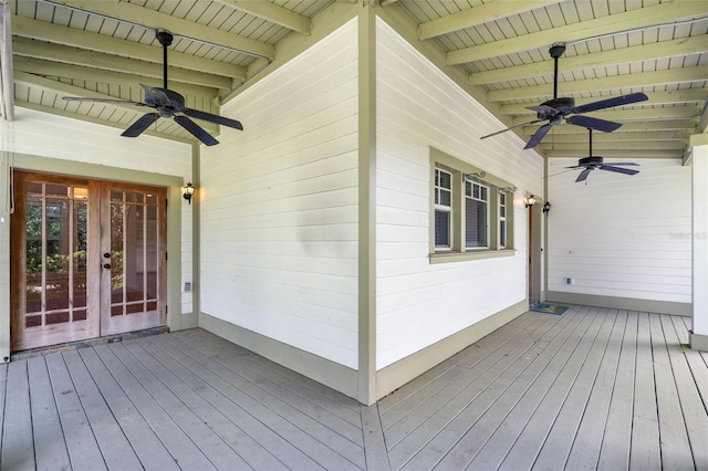 408 W Pearl St, Minneola, FL 34715 - wooden deck with french doors and a ceiling fan