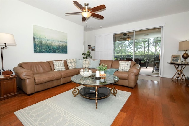 3574 La Jolla Dr, Clermont, FL 34711 - living room featuring a ceiling fan and wood finished floors