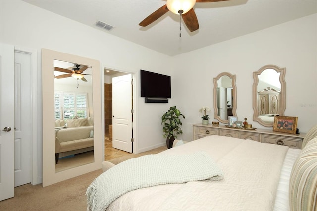 3574 La Jolla Dr, Clermont, FL 34711 - bedroom with light colored carpet and ceiling fan