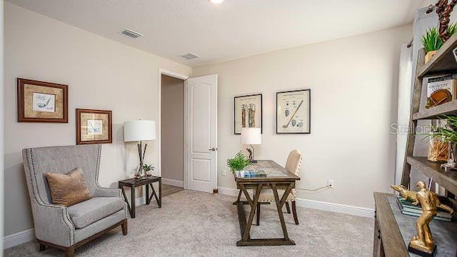 351 S Sunset Ave, Mascotte, FL 34753 - home office featuring light colored carpet and baseboards