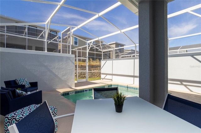 1070 Splash Shot Pl, Davenport, FL 33896 - view of pool with a patio area, an outdoor hangout area, outdoor dining space, and glass enclosure