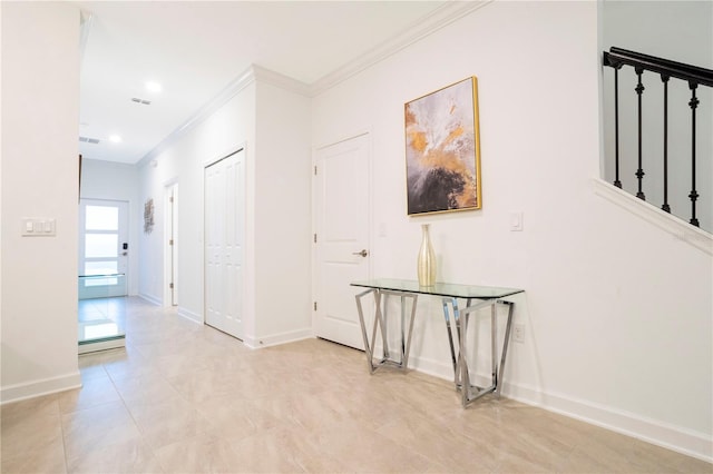 1070 Splash Shot Pl, Davenport, FL 33896 - hall featuring crown molding, baseboards, and light tile patterned flooring