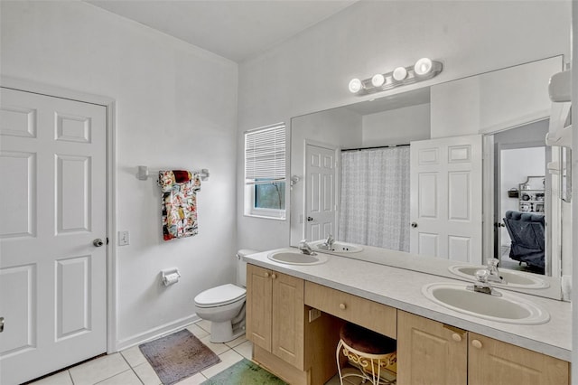 8152 Fan Palm Way, Kissimmee, FL 34747 - full bath with tile patterned flooring, double vanity, and a shower with curtain