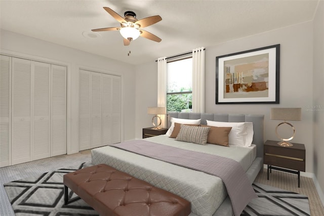 6836 Bittersweet Ln, Orlando, FL 32819 - bedroom featuring multiple closets, carpet flooring, and ceiling fan