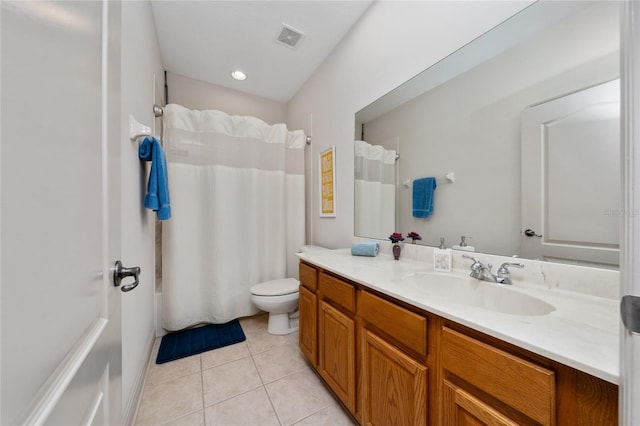 8108 Via Bella Notte, Orlando, FL 32836 - bathroom featuring vanity, toilet, tile patterned flooring, and shower / bath combination with curtain