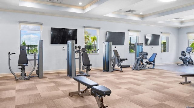 15579 Water Spring Blvd, Winter Garden, FL 34787 - gym featuring light carpet and crown molding