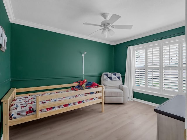1105 Appleton Ave, Orlando, FL 32806 - bedroom featuring wood finished floors, ornamental molding, and ceiling fan