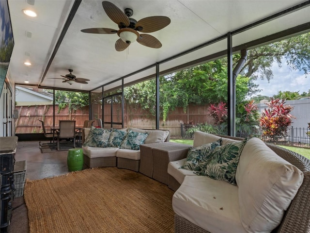 1105 Appleton Ave, Orlando, FL 32806 - sunroom / solarium with an outdoor living space, a ceiling fan, and outdoor dining area