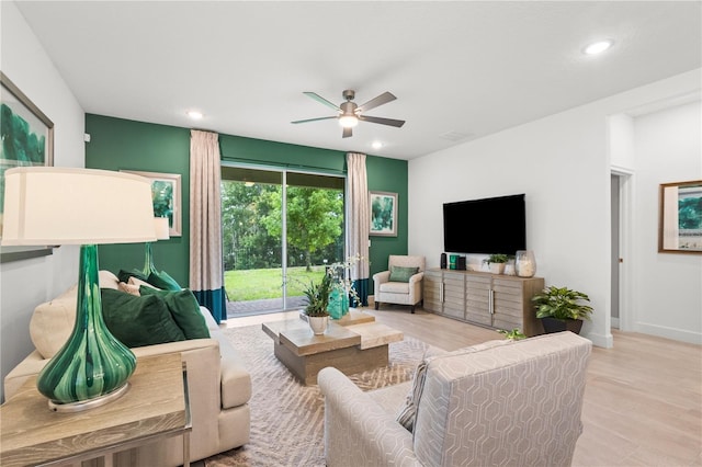 363 Miro Dr, Davenport, FL 33837 - living area with a ceiling fan, recessed lighting, and wood finished floors