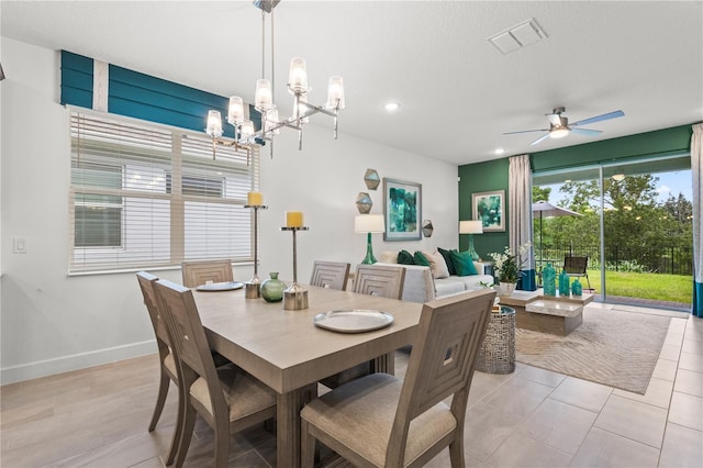363 Miro Dr, Davenport, FL 33837 - dining room featuring a ceiling fan, a chandelier, and recessed lighting