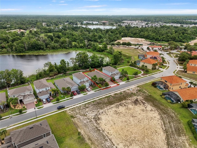 363 Miro Dr, Davenport, FL 33837 - aerial perspective of suburban area with a large body of water and property parcel outlined