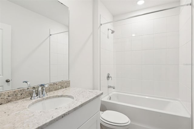 1732 Brekey Way, Zephyrhills, FL 33541 - full bathroom with vanity, shower / tub combination, and recessed lighting