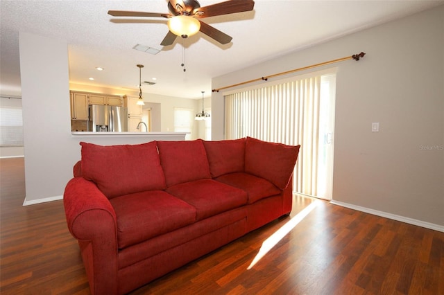2205 Wyndam Way, Kissimmee, FL 34743 - living room with a ceiling fan, wood finished floors, healthy amount of natural light, and recessed lighting
