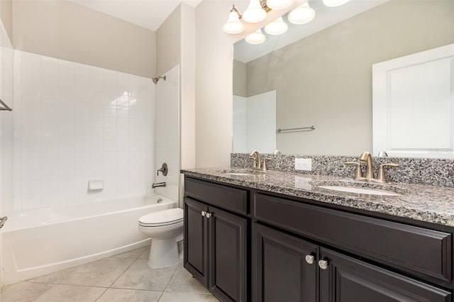 13209 Haystack Ct, Riverview, FL 33579 - full bath featuring double vanity, bathing tub / shower combination, and tile patterned floors