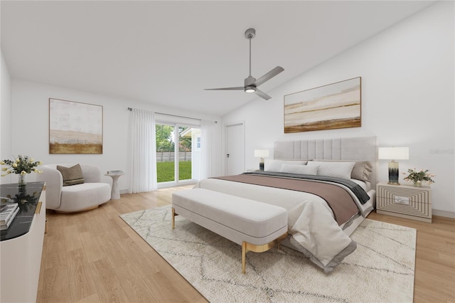 8735 Rancho Ct, Orlando, FL 32836 - bedroom with lofted ceiling, light wood finished floors, and ceiling fan