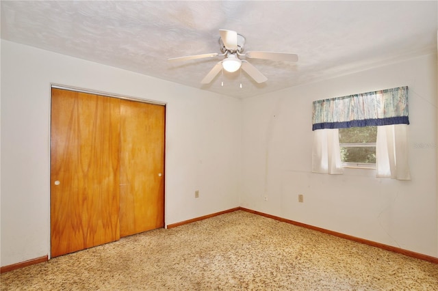 1607 Lindale Ave, Eustis, FL 32726 - unfurnished bedroom with a closet, a ceiling fan, and speckle patterned floor