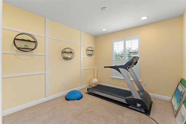 600 Egret Place Dr, Winter Garden, FL 34787 - exercise room featuring carpet floors, baseboards, and recessed lighting