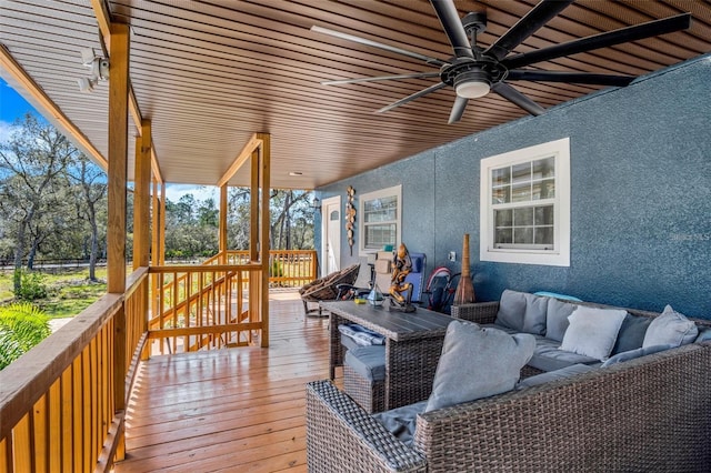 40140 Swift Rd, Eustis, FL 32736 - wooden deck featuring an outdoor living space and ceiling fan