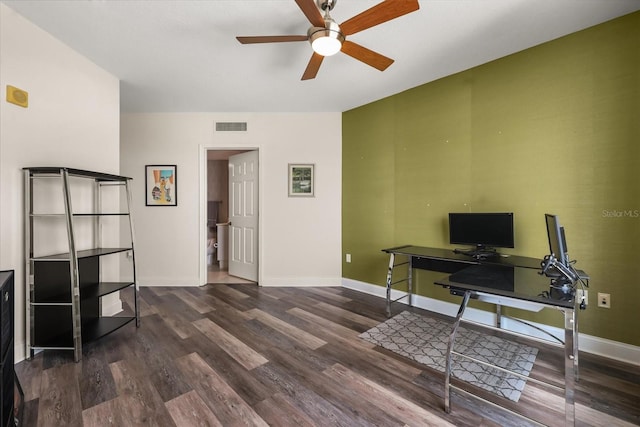 241 Riverside Dr Unit 902, Holly Hill, FL 32117 - home office with a ceiling fan and wood finished floors