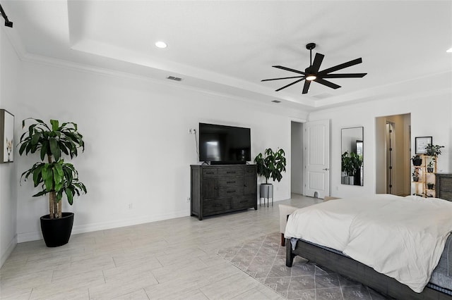2118 Whiting Trl, Orlando, FL 32820 - bedroom featuring a raised ceiling, recessed lighting, and a ceiling fan