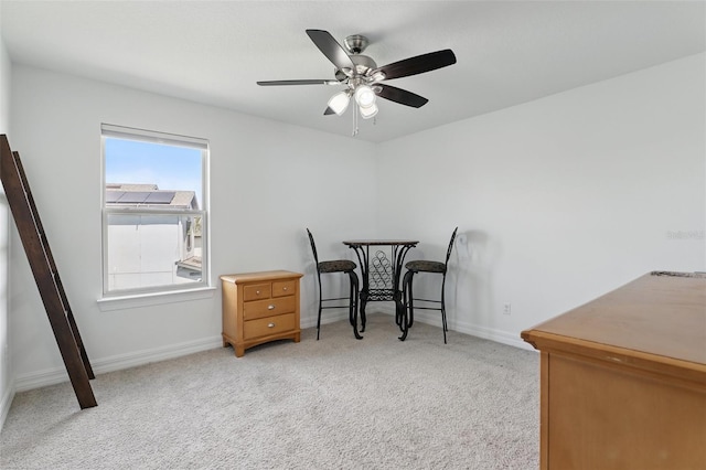 2118 Whiting Trl, Orlando, FL 32820 - carpeted dining space featuring a ceiling fan and baseboards