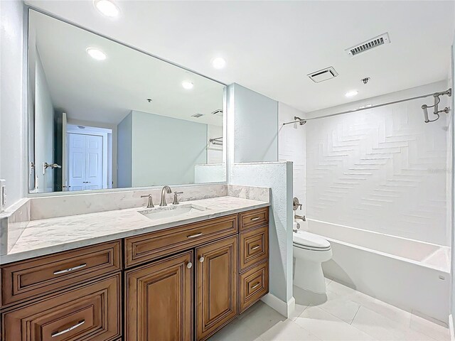 204 Quayside Cir Unit 601, Maitland, FL 32751 - full bathroom featuring vanity, bathing tub / shower combination, tile patterned flooring, and recessed lighting