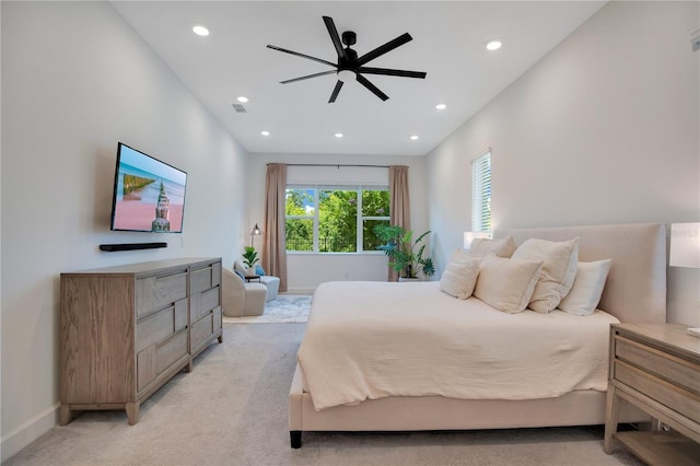 14189 Larkspur Lake Dr, Winter Garden, FL 34787 - bedroom featuring light colored carpet, recessed lighting, and ceiling fan