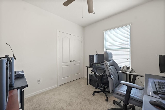 3537 Seneca Club Loop Unit B, Orlando, FL 32808 - office area featuring carpet floors, ceiling fan, and baseboards