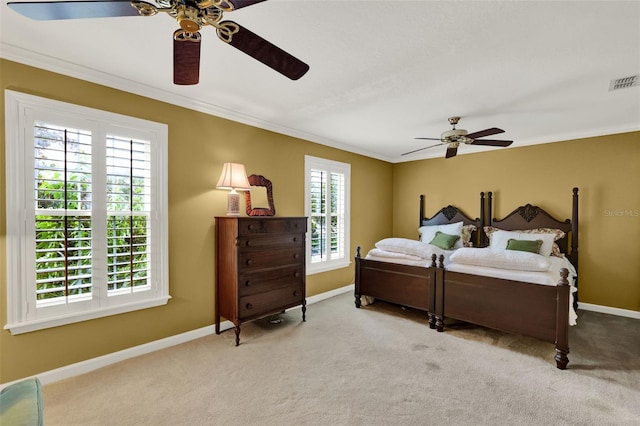 991 Hawthorne Cove Ct, Ocoee, FL 34761 - carpeted bedroom featuring crown molding and ceiling fan