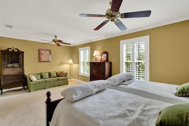 991 Hawthorne Cove Ct, Ocoee, FL 34761 - bedroom featuring carpet flooring, crown molding, and ceiling fan