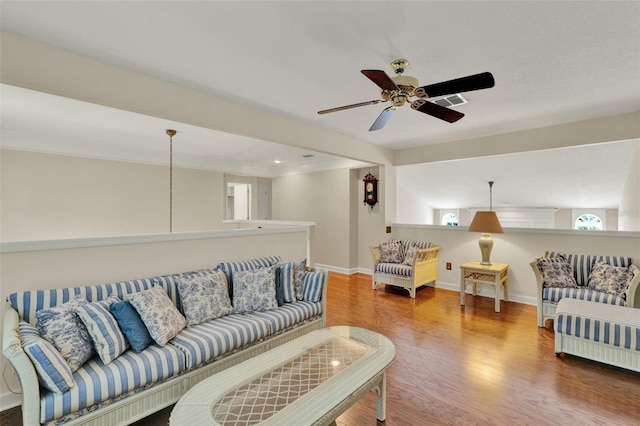 991 Hawthorne Cove Ct, Ocoee, FL 34761 - living area featuring ceiling fan, wood finished floors, and recessed lighting