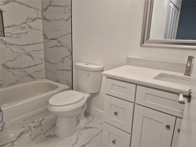 13546 Summerton Dr, Orlando, FL 32824 - full bathroom featuring vanity, marble look tiles, and bathing tub / shower combination