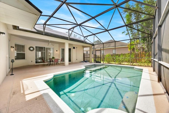 3954 Old Dunn Rd, Apopka, FL 32712 - view of pool with a patio, a ceiling fan, and glass enclosure
