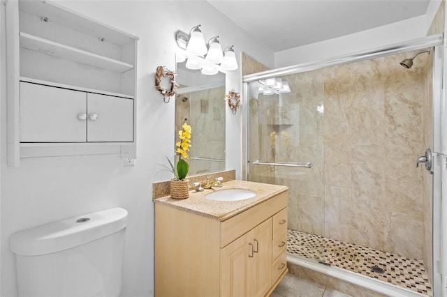 8116 Parrot Dr, Orlando, FL 32825 - full bathroom with vanity, a stall shower, and tile patterned floors