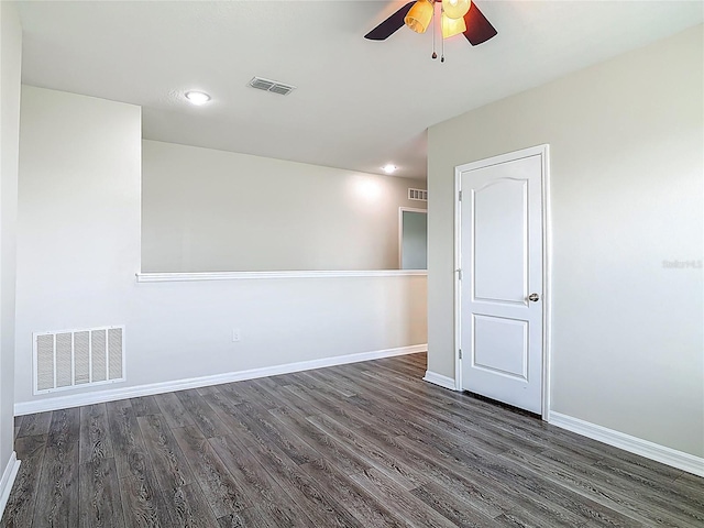 3975 Silverstream Ter, Sanford, FL 32771 - empty room featuring dark wood-type flooring, a ceiling fan, and recessed lighting