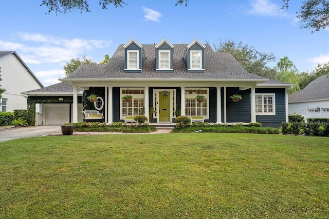 6047 Blakeford Dr, Windermere, FL 34786 - new england style home with a garage, a front lawn, a porch, and driveway