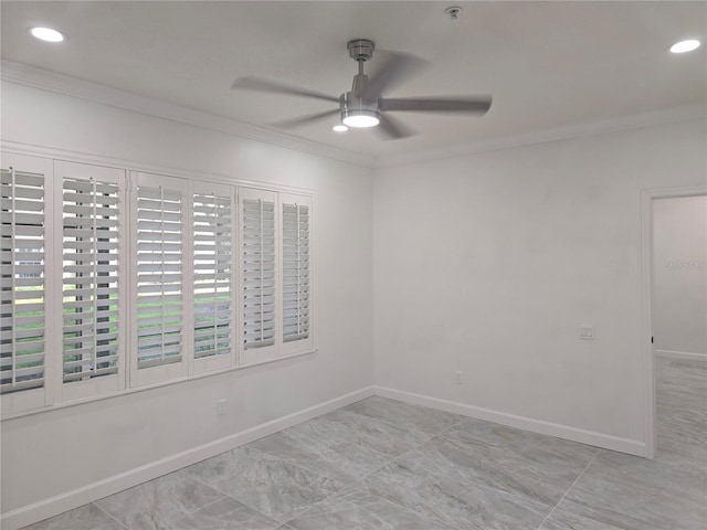 3030 Clubview Dr Unit Ge, Orlando, FL 32822 - spare room featuring a ceiling fan, ornamental molding, recessed lighting, and fire sprinkler in ceiling