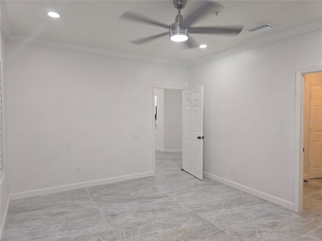 3030 Clubview Dr Unit Ge, Orlando, FL 32822 - unfurnished room featuring ceiling fan, crown molding, recessed lighting, and fire sprinkler in ceiling