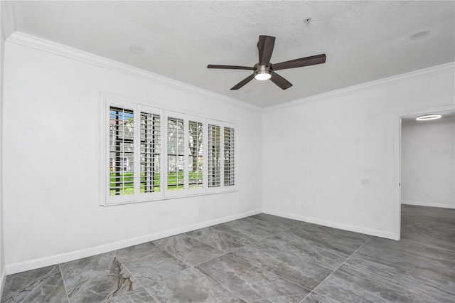 3030 Clubview Dr Unit Ge, Orlando, FL 32822 - unfurnished room featuring a ceiling fan, crown molding, a textured ceiling, and fire sprinkler in ceiling