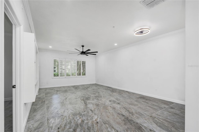 3030 Clubview Dr Unit Ge, Orlando, FL 32822 - spare room with crown molding, recessed lighting, ceiling fan, and marble finish floors