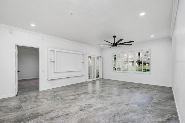 3030 Clubview Dr Unit Ge, Orlando, FL 32822 - spare room featuring ornamental molding, ceiling fan, recessed lighting, and marble finish floors
