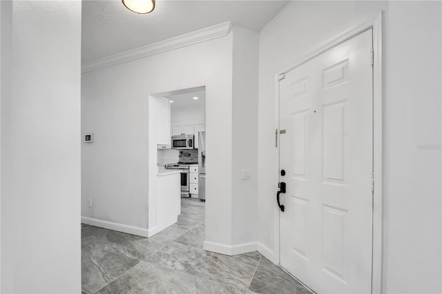 3030 Clubview Dr Unit Ge, Orlando, FL 32822 - entryway with light marble finish flooring and crown molding