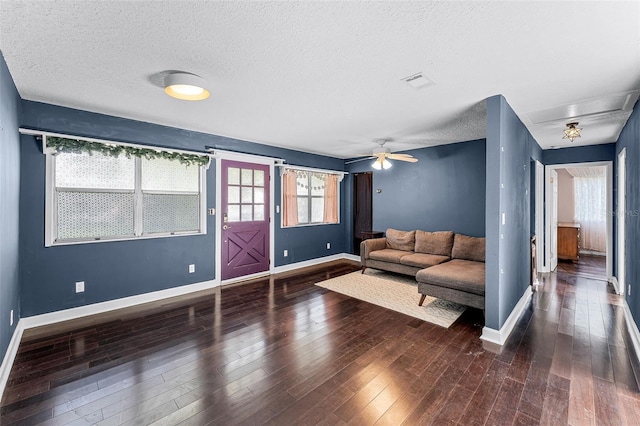 2915 Dean Ridge Rd, Orlando, FL 32825 - living room with a textured ceiling, hardwood / wood-style flooring, and ceiling fan